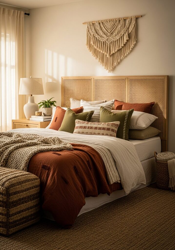 Cane or Rattan Panel Headboard 1