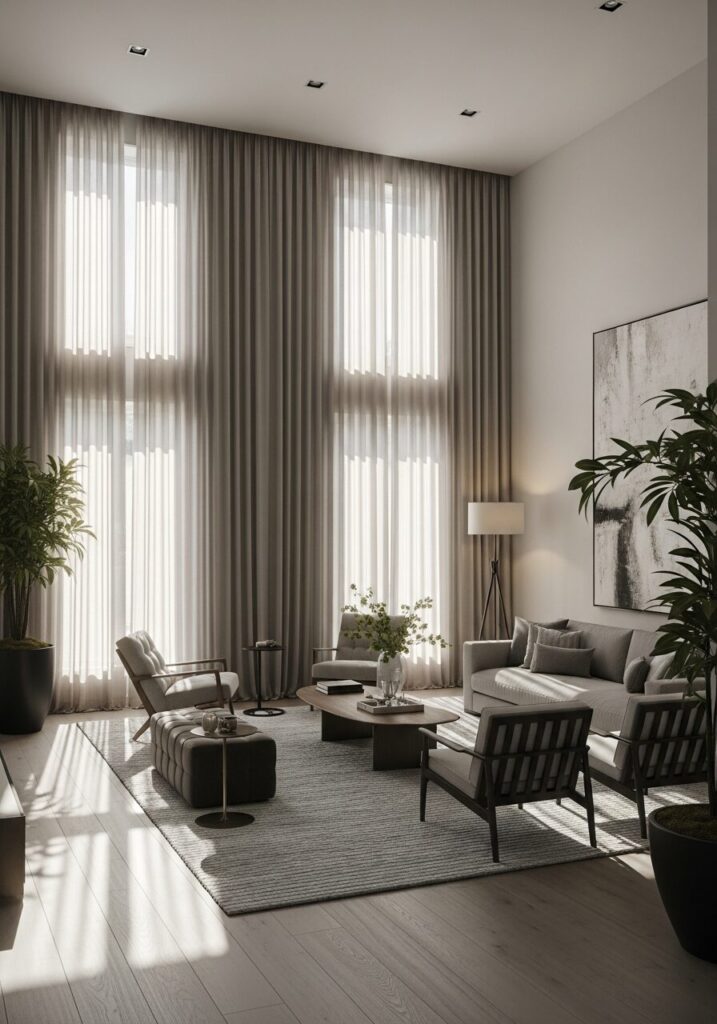 Floor-Length Curtains Hung High