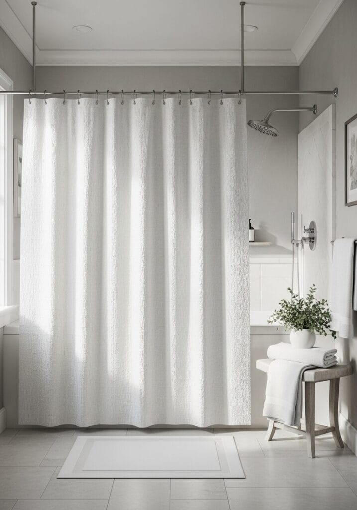 Swap Out Your Old Shower Curtain for a Heavier, Hotel-Style Fabric